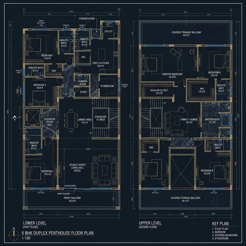 6 BHK Royal Penthouse Floor Plan